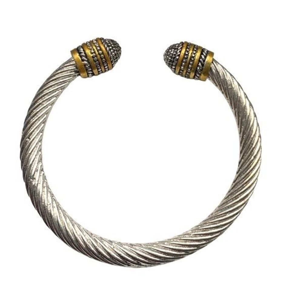 CableโRope Bracelet โ Gold & Silver Tone Stainless Steel with Rhodium Plate